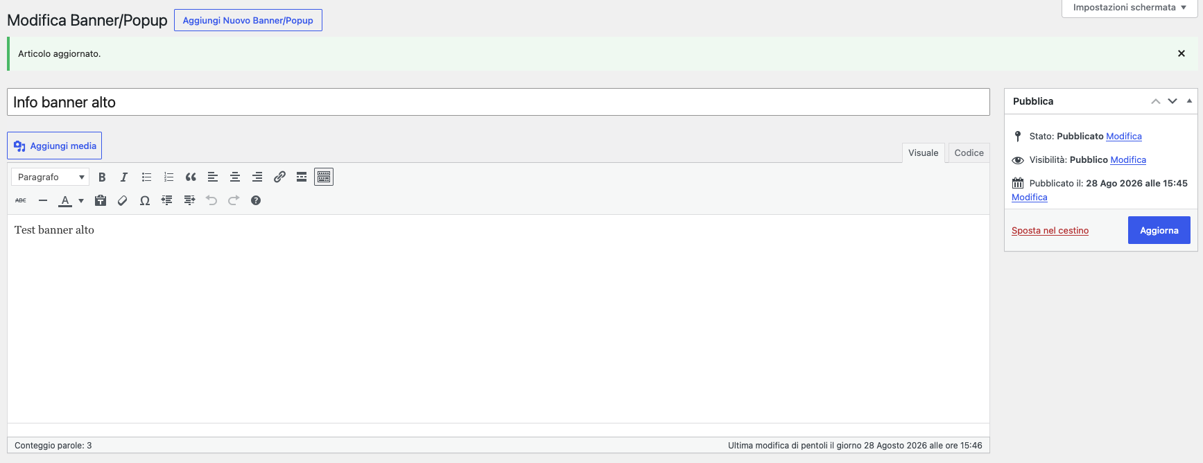 Banner Type Configuration